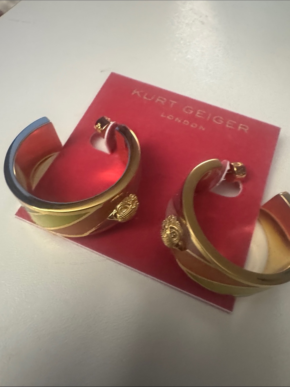 Kurt Geiger Gold Huggie Hoops Earrings with Rainbow Detail